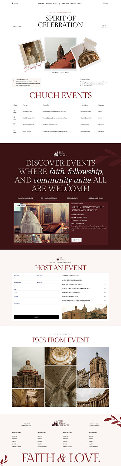 Church Layout Pack Events Page