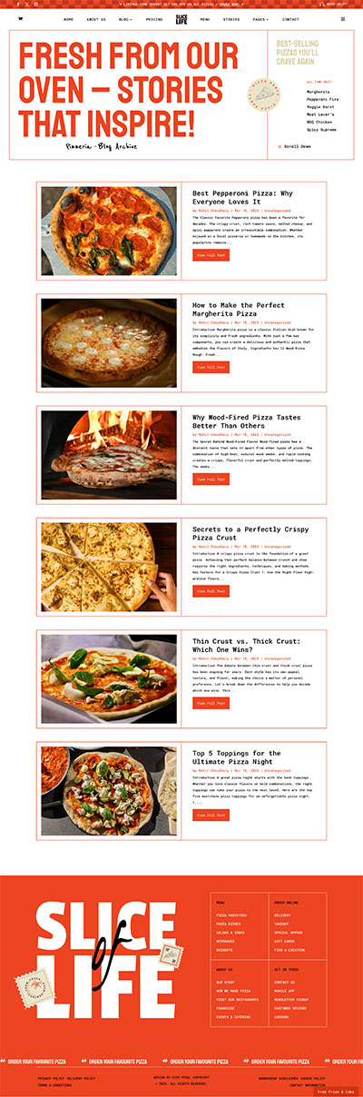 Pizzeria Layout Pack Blog Archive Page