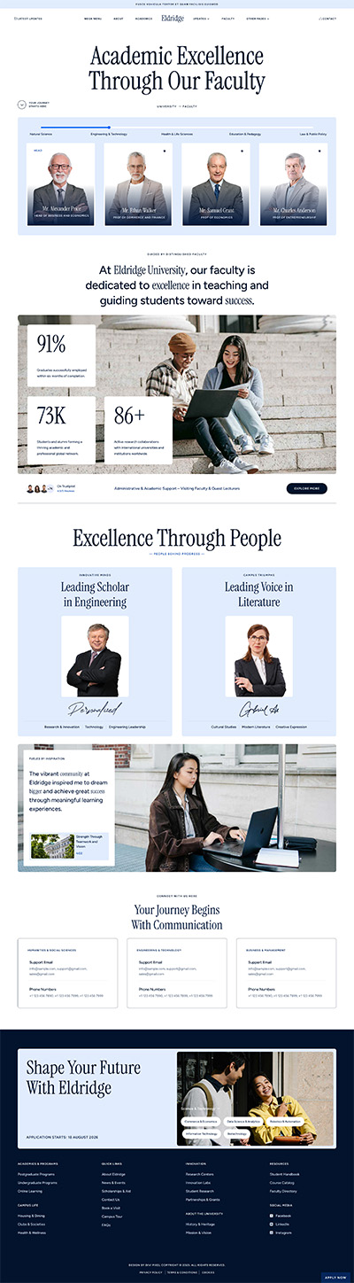 University  Layout Pack Faculty Page