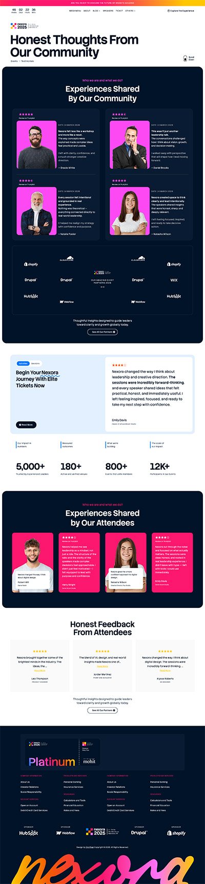 Event Layout Pack Testimonials Page