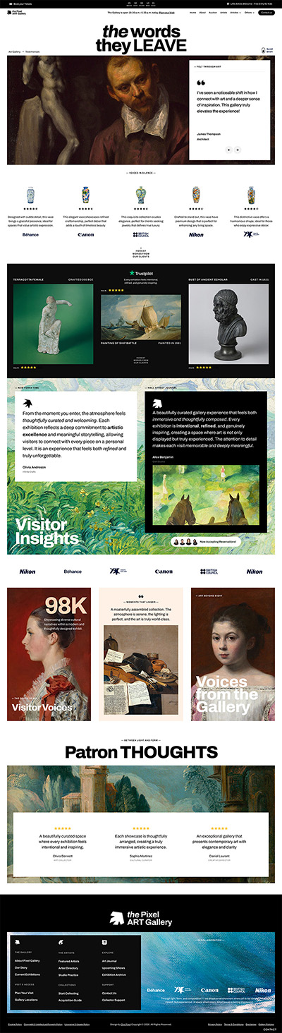 Art Gallery Layout Pack Testimonials Page